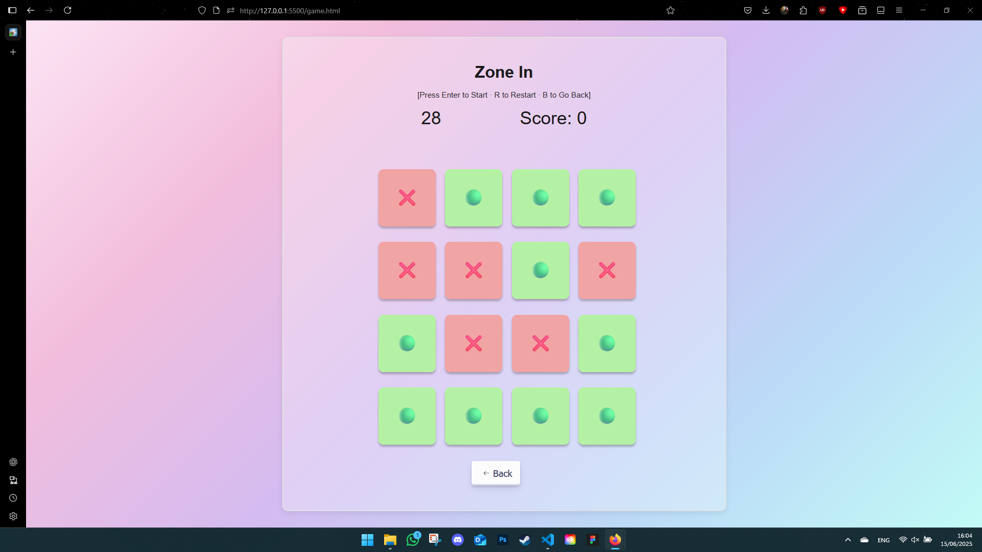 New Game Page